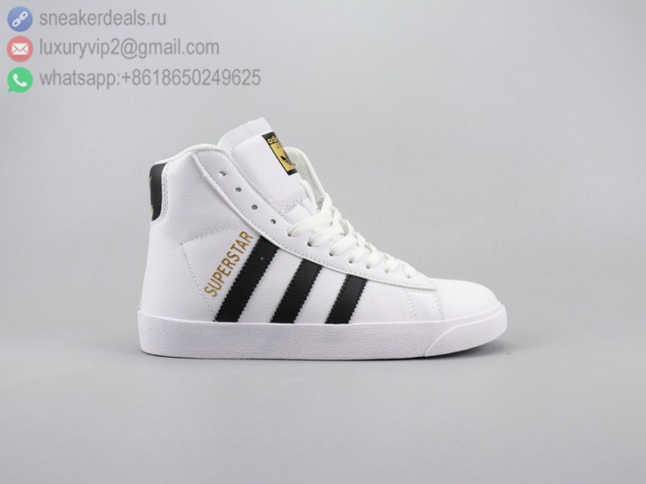 ADIDAS SUPERSTAR OUTDOOR HIGH WHITE BLACK LEATHER WOMEN SKATE SHOES